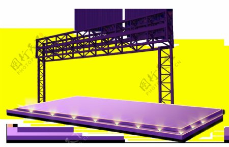 卡通紫色舞台黑色灯架png元素
