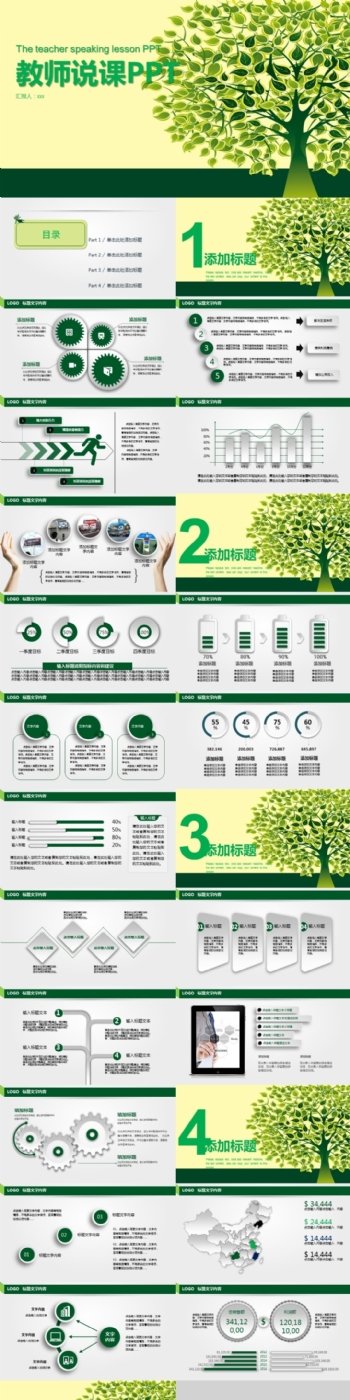绿色清新环保教育教学课件PPT模板