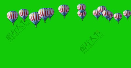 热气球飞过绿屏抠像视频素材