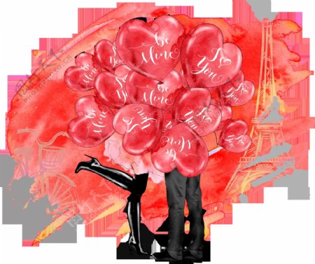 手绘浪漫气球透明素材合集