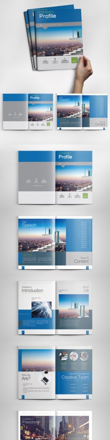 整套高档蓝色企业画册设计