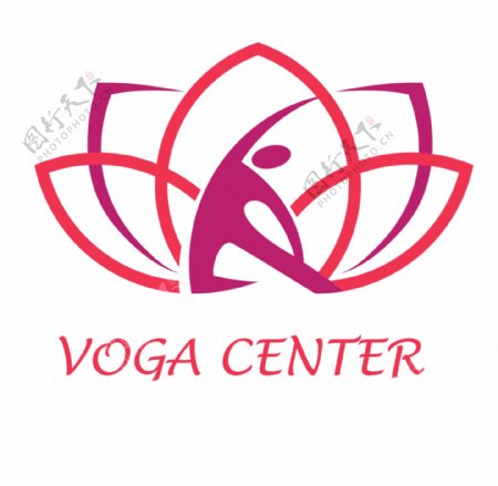 瑜伽中心红色促销宣传logo
