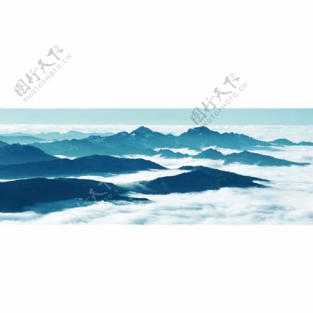 中国风蓝色云朵水墨山水装饰元素