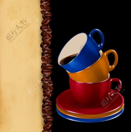 彩色的咖啡杯子插画