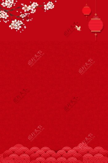 红色梅花除夕春节海报背景设计
