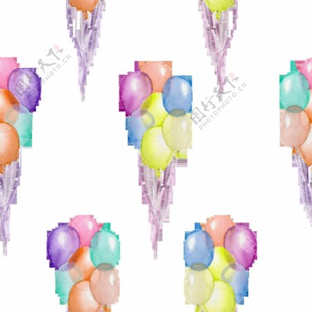 手绘彩色气球背景透明素材