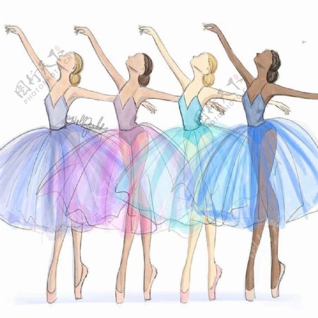 4款手绘芭蕾舞裙设计图