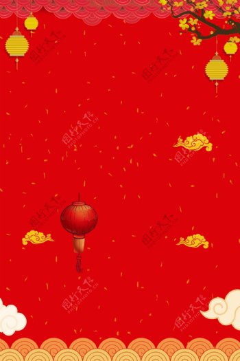 红色喜庆狗年海报背景设计