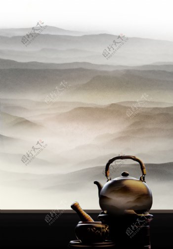 简约经典茶文化宣传海报背景设计