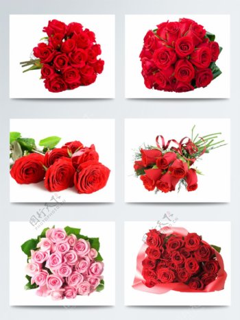 手捧红色玫瑰花鲜花花束PNG元素
