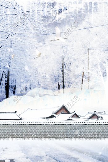 冬季飘雪海报背景设计