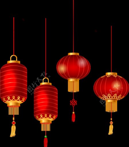 中式喜庆红色灯笼节日元素