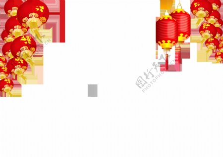 红色中式新年灯笼装饰素材