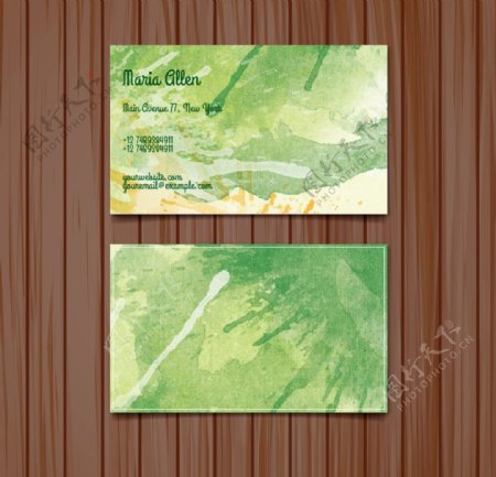 水彩绿色商务卡片