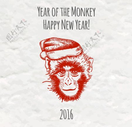 手绘新年猴子背景