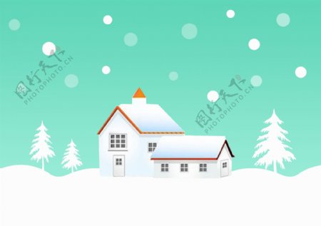 雪中的房子背景