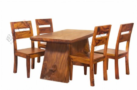 木质黄色桌椅png元素