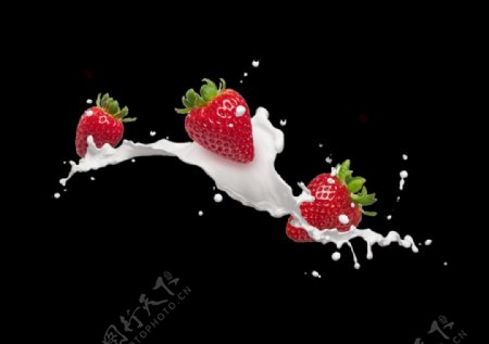 牛奶草莓水果元素