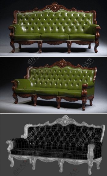 3D欧式皮沙发模型