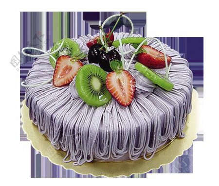 紫色奶油水果蛋糕模型
