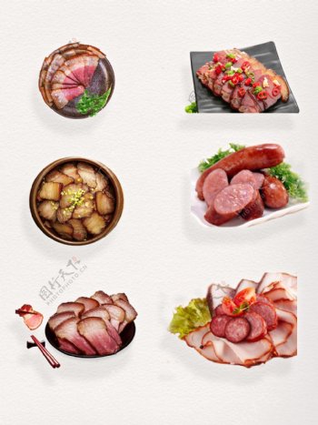 中国传统美味腊味食物食品设计元素装饰图案