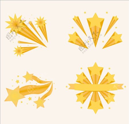 四组金色星星插图