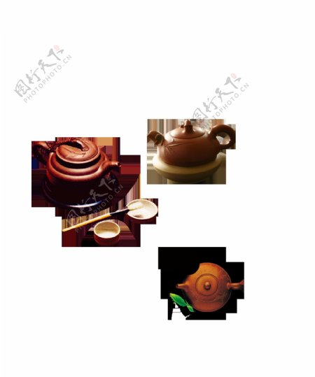 现代雅致褐色茶壶产品实物