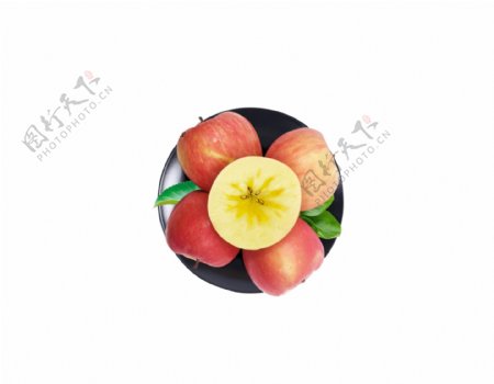 水果苹果果实绿植植物俯视图素材