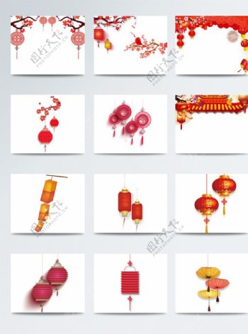 高质量喜庆春节手绘灯笼素材