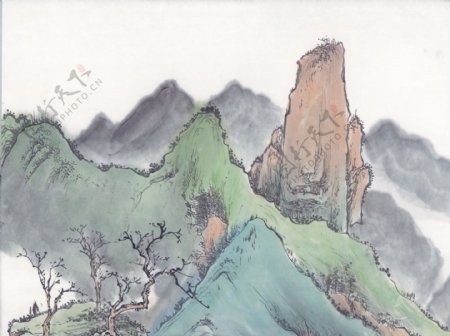 中式山水工笔画