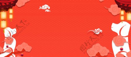 2018红色喜庆中国风春节新年卡通背景