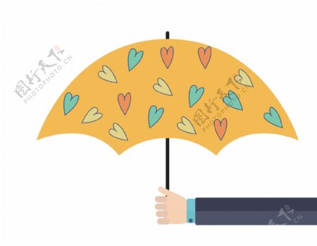 矢量彩色心形雨伞元素