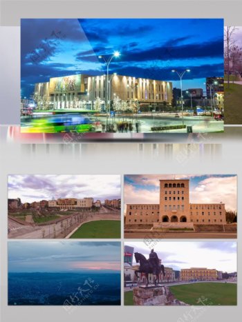 4k阿尔尼亚首都地拉那城市景观历史人文