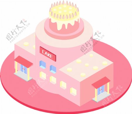 2.5D小清新蛋糕店建筑