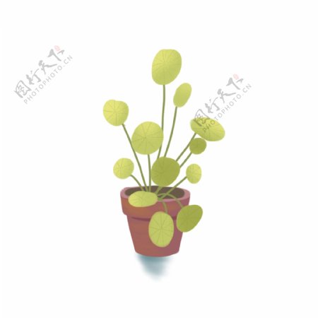 绿色手绘植物盆栽设计可商用元素