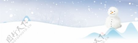 雪人冬季蓝色促销banner背景