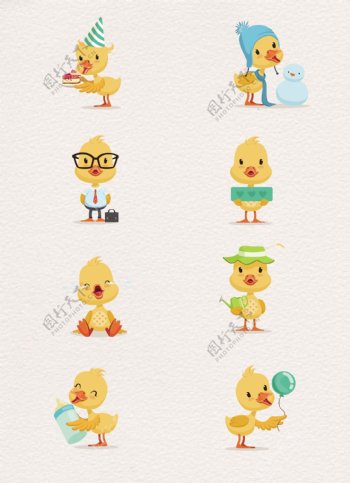 黄色可爱设计小鸭子