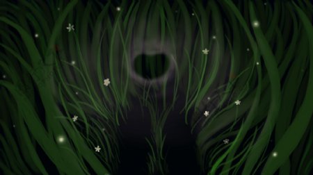 萤火虫和草丛手绘背景设计
