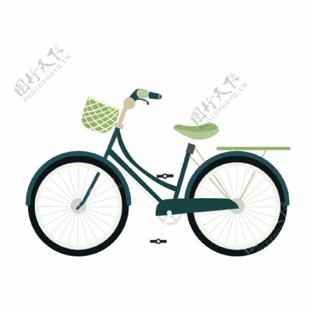小清新一辆自行车插画设计可商用元素