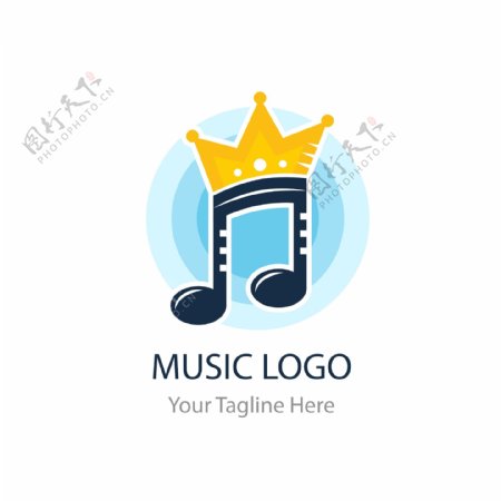 音符和皇冠logo模板