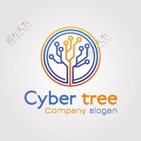 抽象技术树商标logo模板