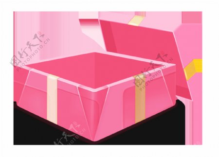 卡通粉色礼物盒png元素