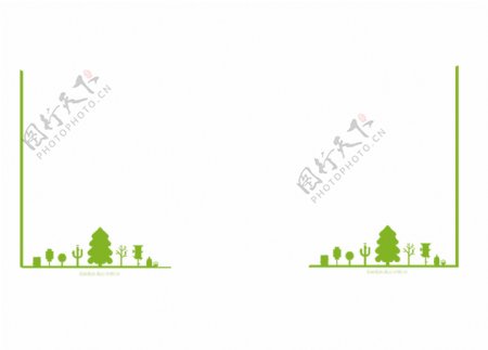 卡通扁平绿色树木png元素