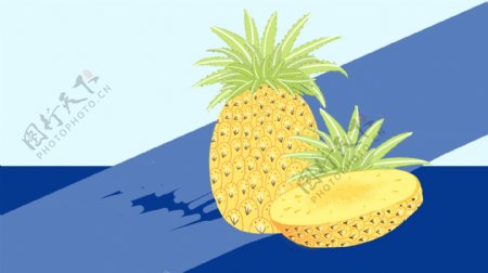 扁平化菠萝banner背景素材