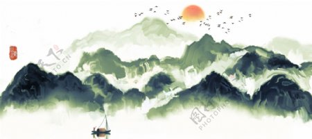 中国风青绿山水