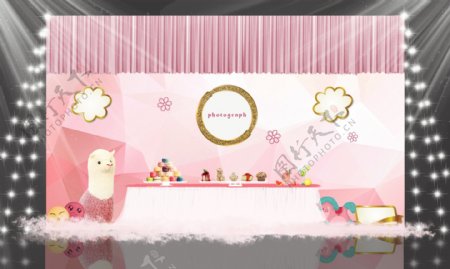 粉色甜品区效果图设计