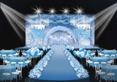 蓝色浪漫冰雪婚礼效果图设计