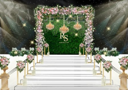 森系婚礼楼梯展示区效果图