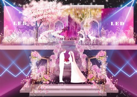 梦幻紫色婚礼效果图