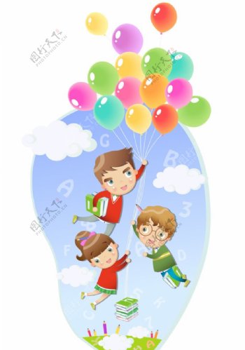 彩色气球卡通儿童